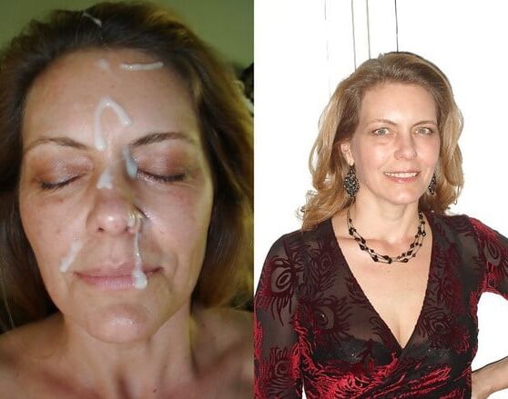 Before and After mature milf cum facial