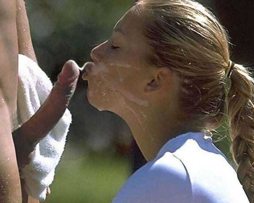 ponytailed girls in blowjob position