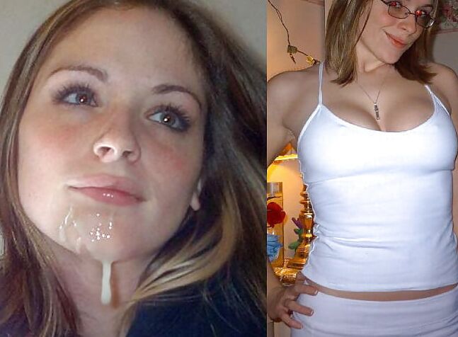 Before and After mature milf cum facial