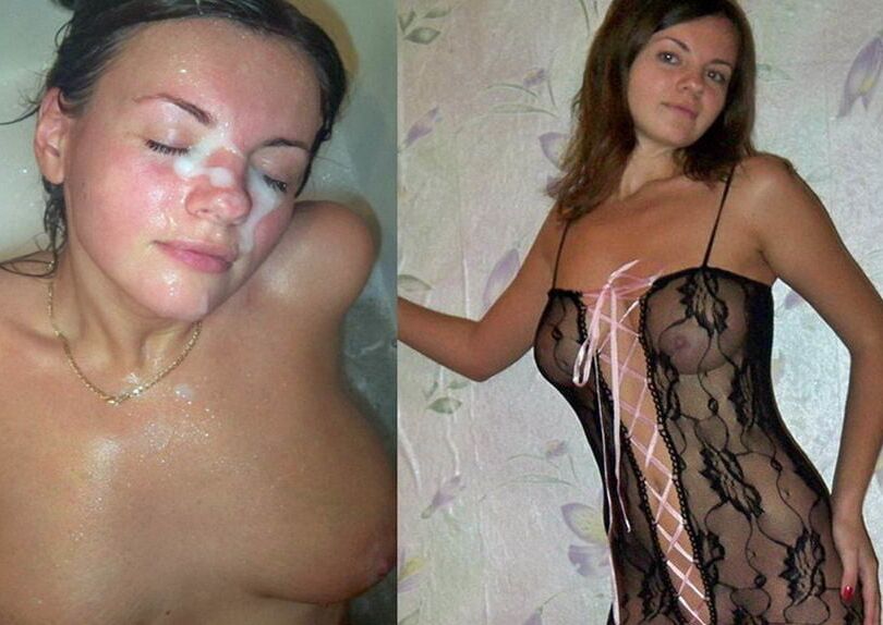 Before and After mature milf cum facial