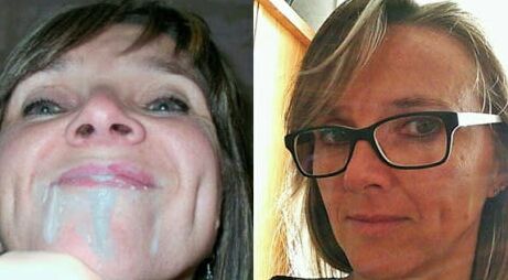 Before and After mature milf cum facial