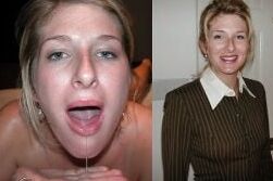 Before and After mature milf cum facial