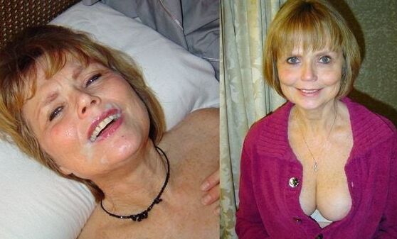 Before and After mature milf cum facial