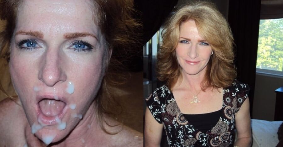 Before and After mature milf cum facial