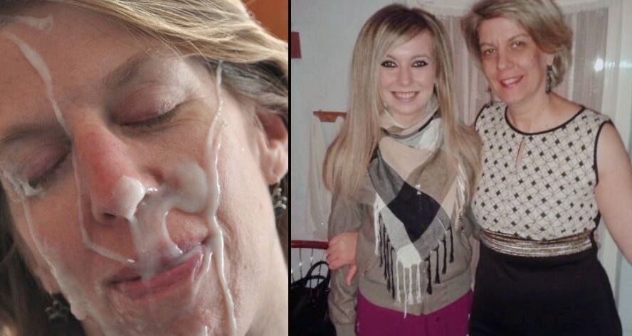 Before and After mature milf cum facial