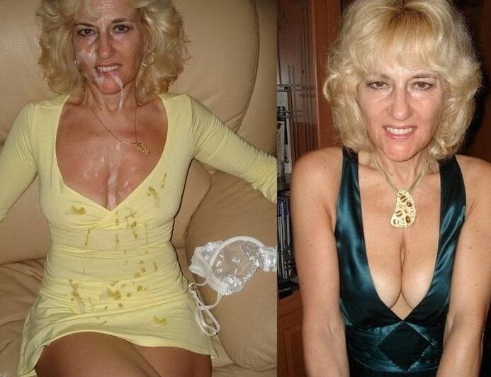 Before and After mature milf cum facial