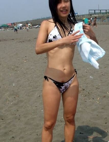 Japanese bikini girls at the beach