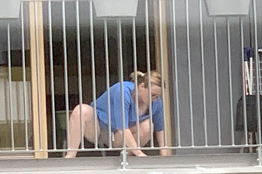 Chubby Neighbour on balcony