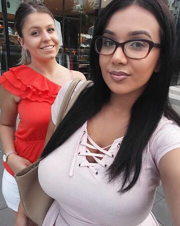 Nerdy glasses wearing females with big tits