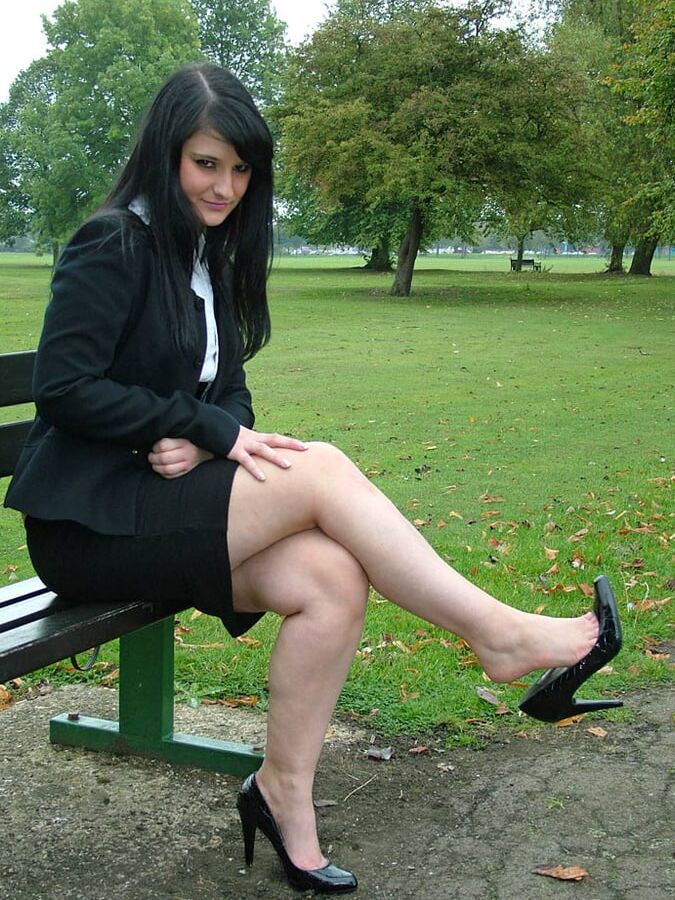 sexy legs and heels on a bench