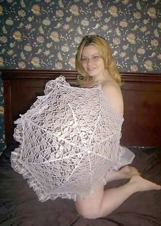 Blonde poses with in public
