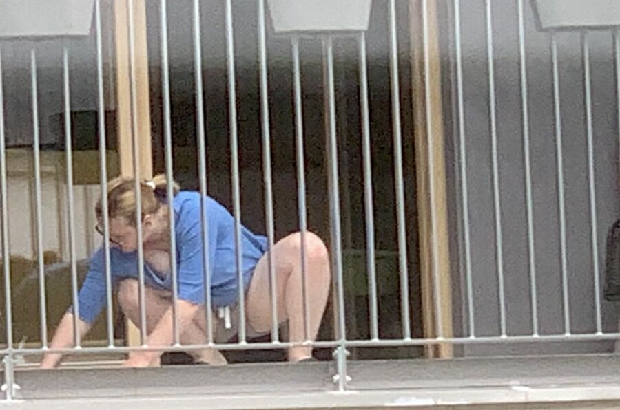 Chubby Neighbour on balcony