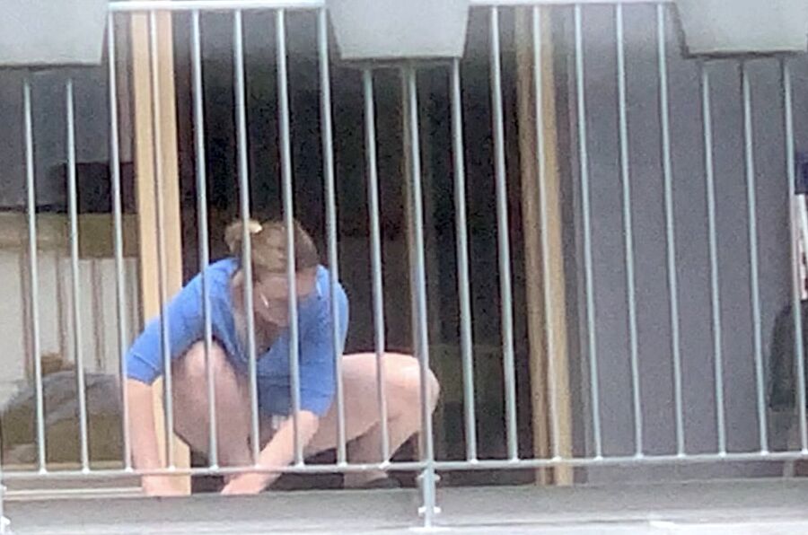 Chubby Neighbour on balcony