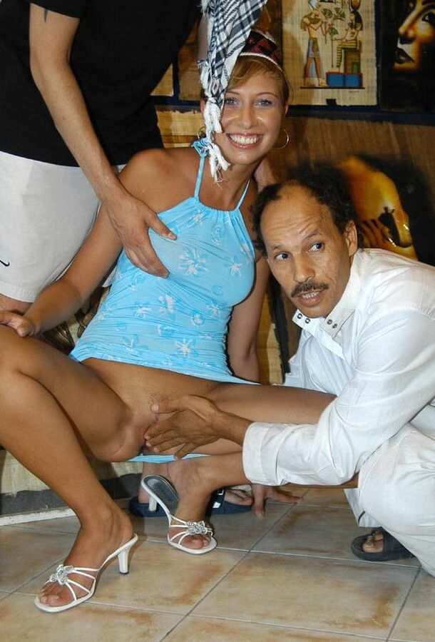 Slut allowed to touch her pussy to arabs in Egypt