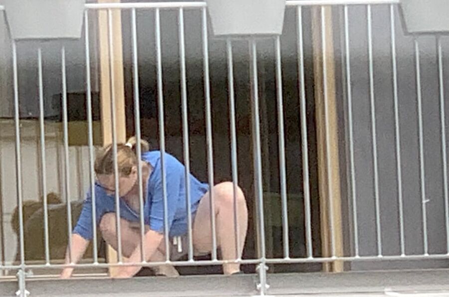 Chubby Neighbour on balcony