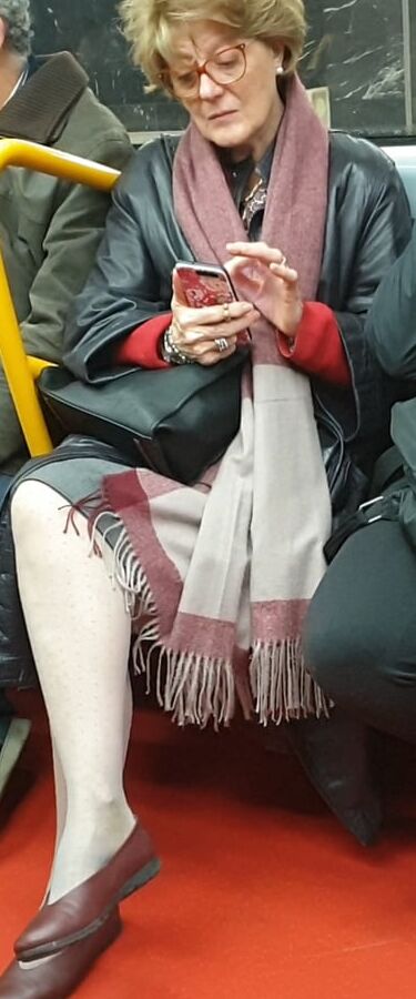 Beautiful granny with hot pantyhose .. would you fuck her?