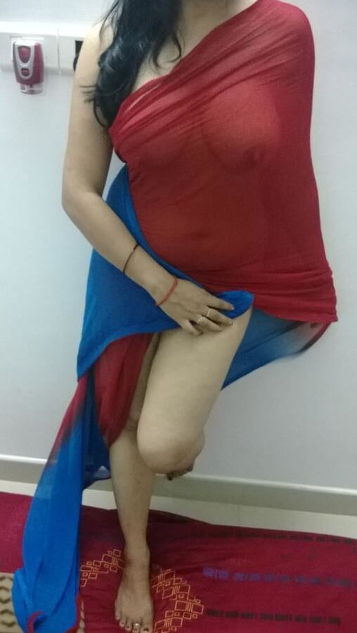 Indian Desi Bhabhi transparent chunni without blouse