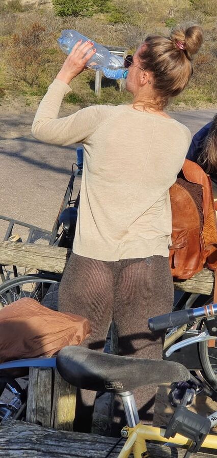Nice girl in transparent leggings and thong