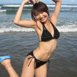 Japanese bikini girls at the beach