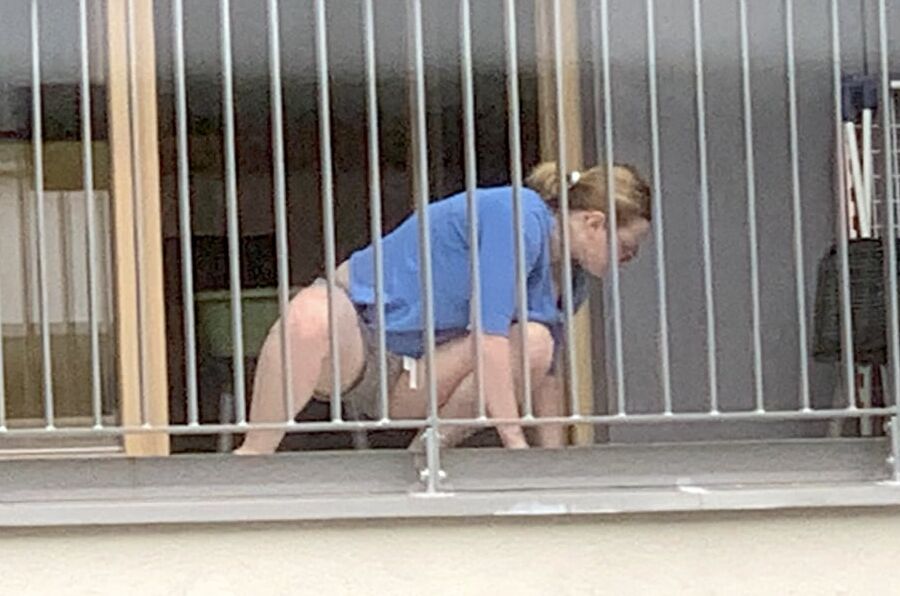 Chubby Neighbour on balcony