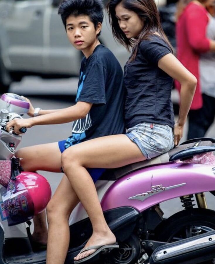 Thai girls on bikes