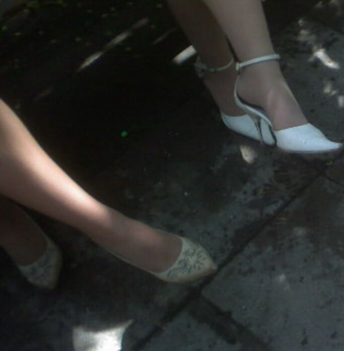 Legs, heels and pantyhose of one of my good friend