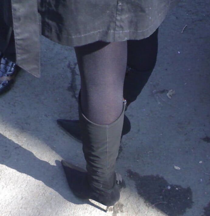 Shoes, pantyhose and legs of another one good friend