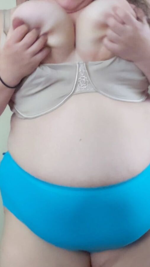 Bbw wife blue granny panties
