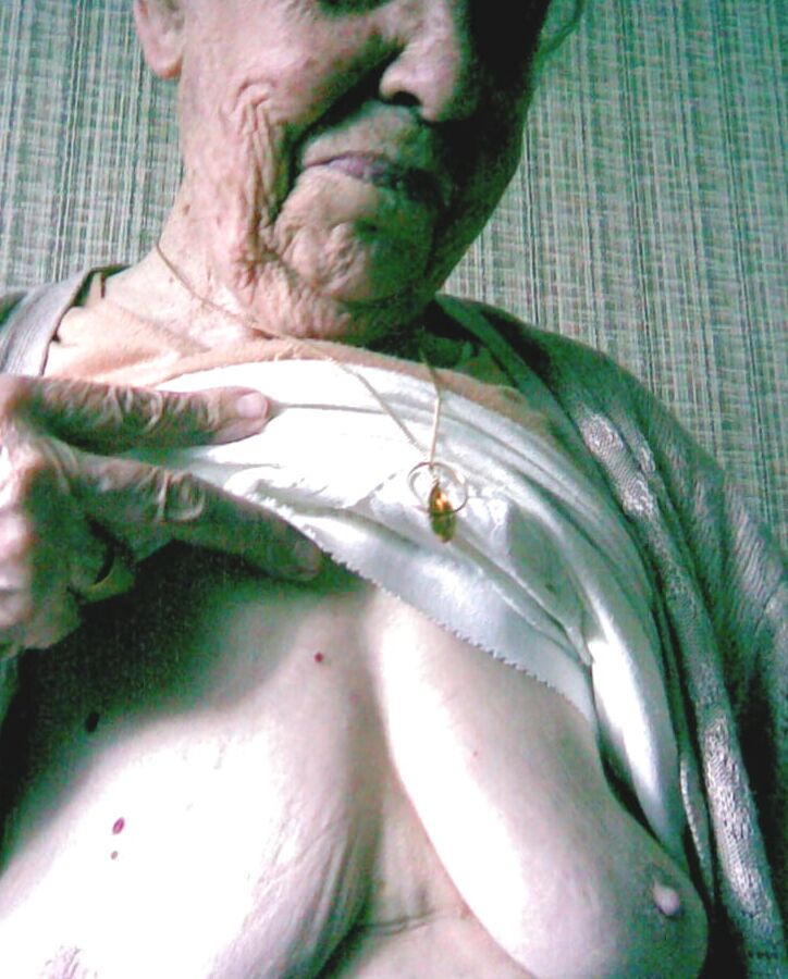 old granny shows tits off