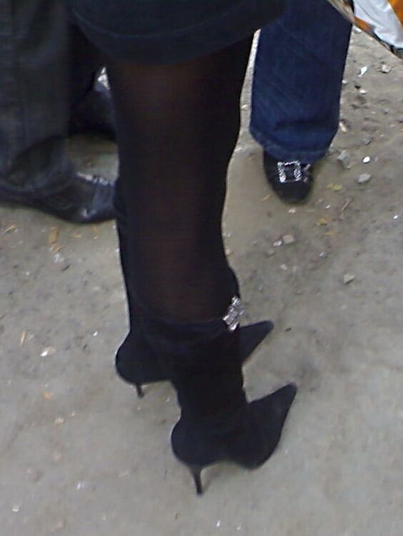 Shoes, pantyhose and legs of another one good friend