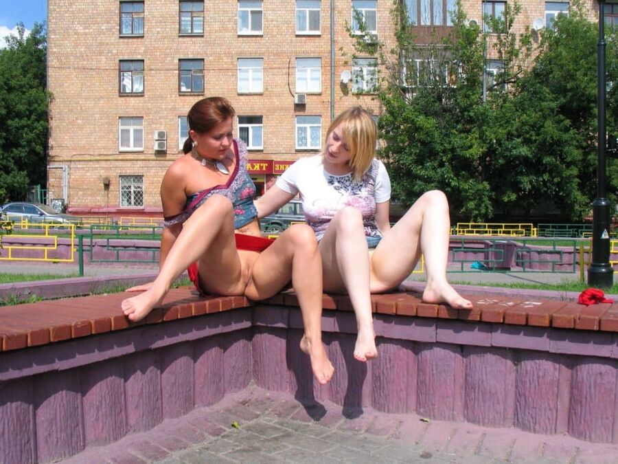 Two horny lesbian play hot oudoors public Nudity