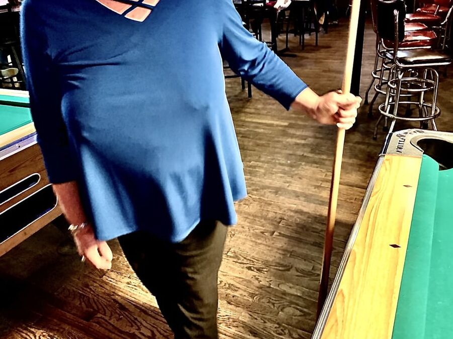 Granny Braless Plays Pool