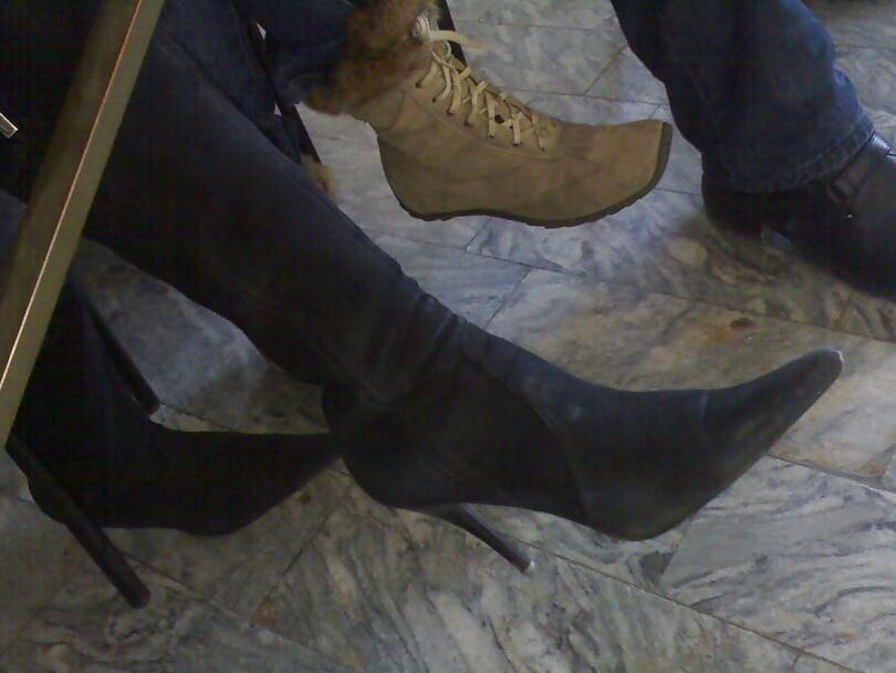 Shoes, pantyhose and legs of another one good friend