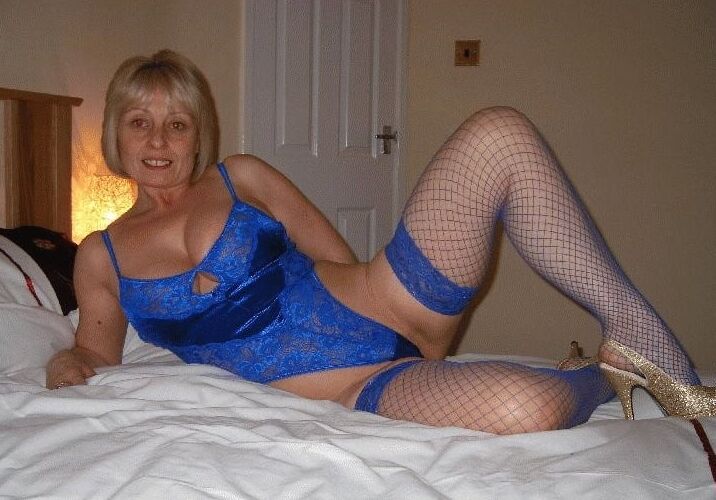 matures in blue lingerie