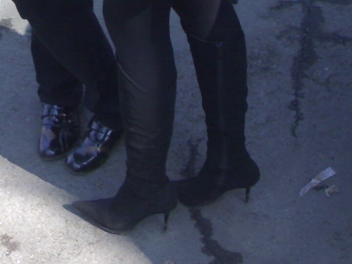 Shoes, pantyhose and legs of another one good friend