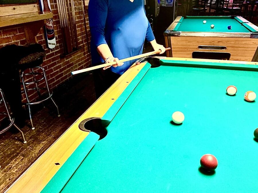 Granny Braless Plays Pool