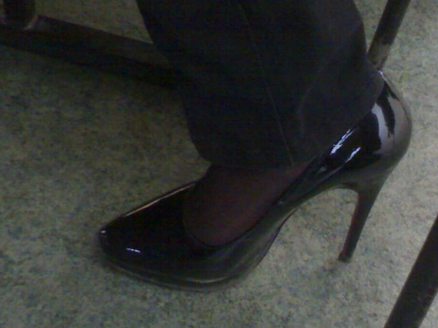 Shoes, pantyhose and legs of another one good friend