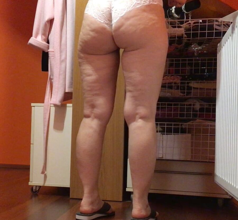 Wife in white panties today