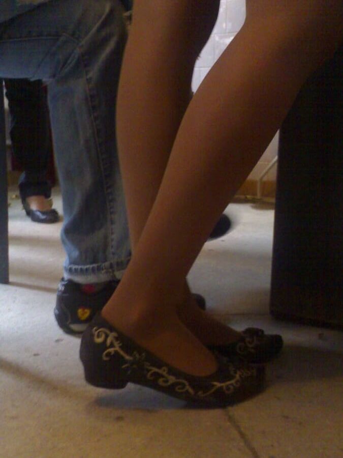 Shoes, pantyhose and legs of another one good friend