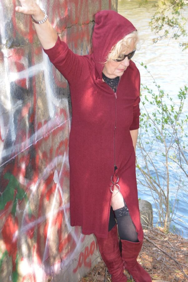 Black Stretched Dress with nylons attached
