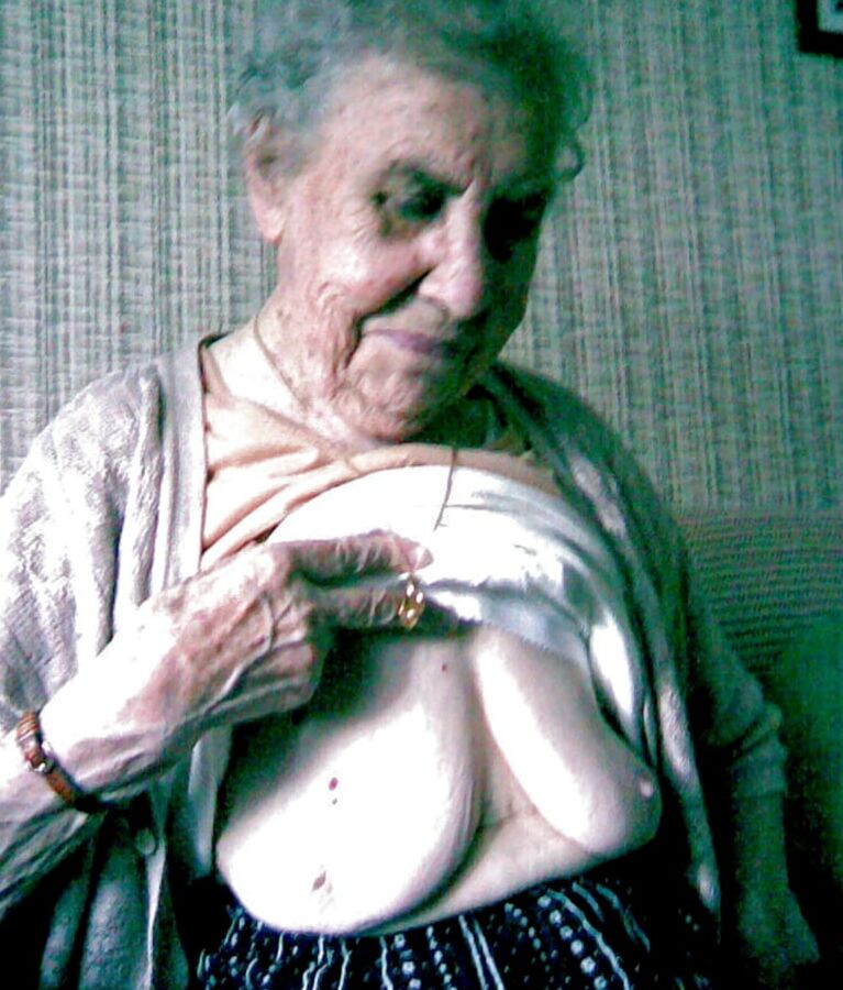 old granny shows tits off