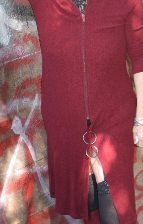 Black Stretched Dress with nylons attached