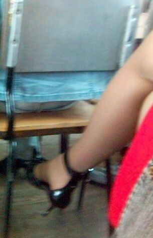 Legs, heels and pantyhose of one of my good friend