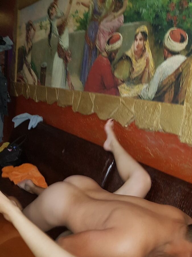 Fuck me and my girlfriend in the sauna.