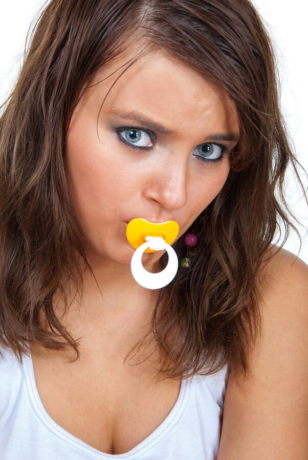 Sucking pacifier and some girls
