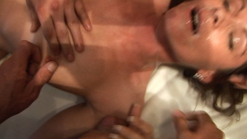 Brunette babe gangbang