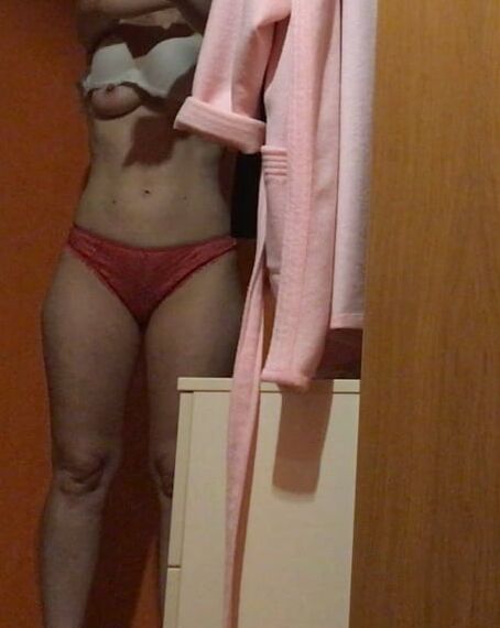 Wife in red panties today