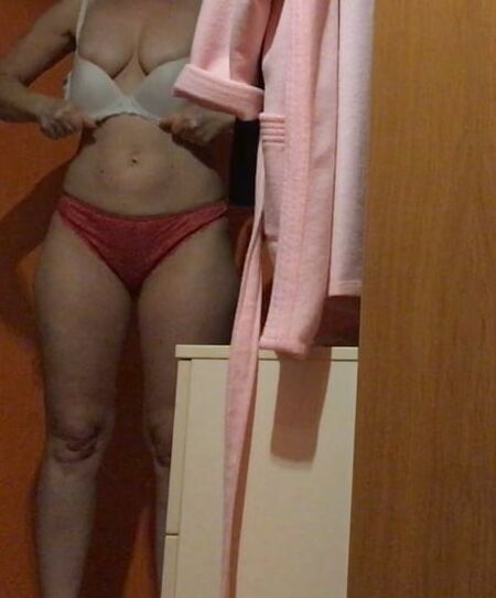 Wife in red panties today