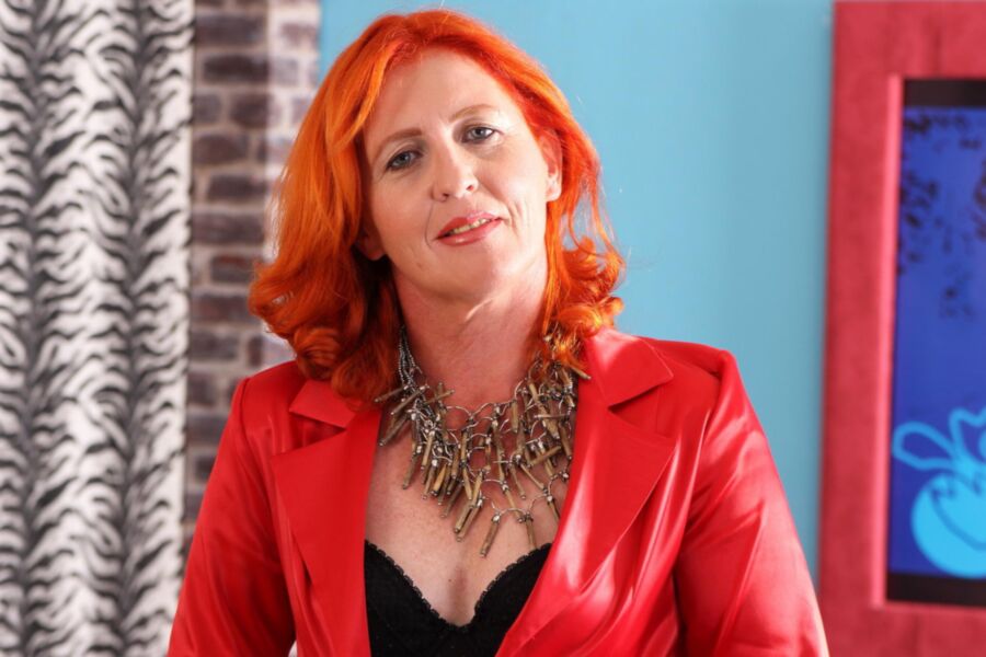 Mature in red shoes