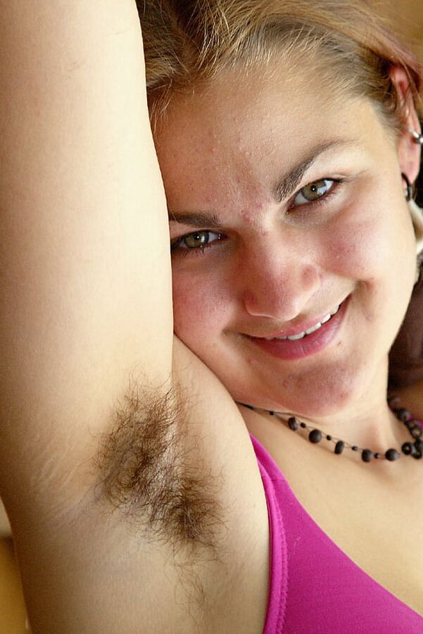 Hot babe with hairy pits outdoors